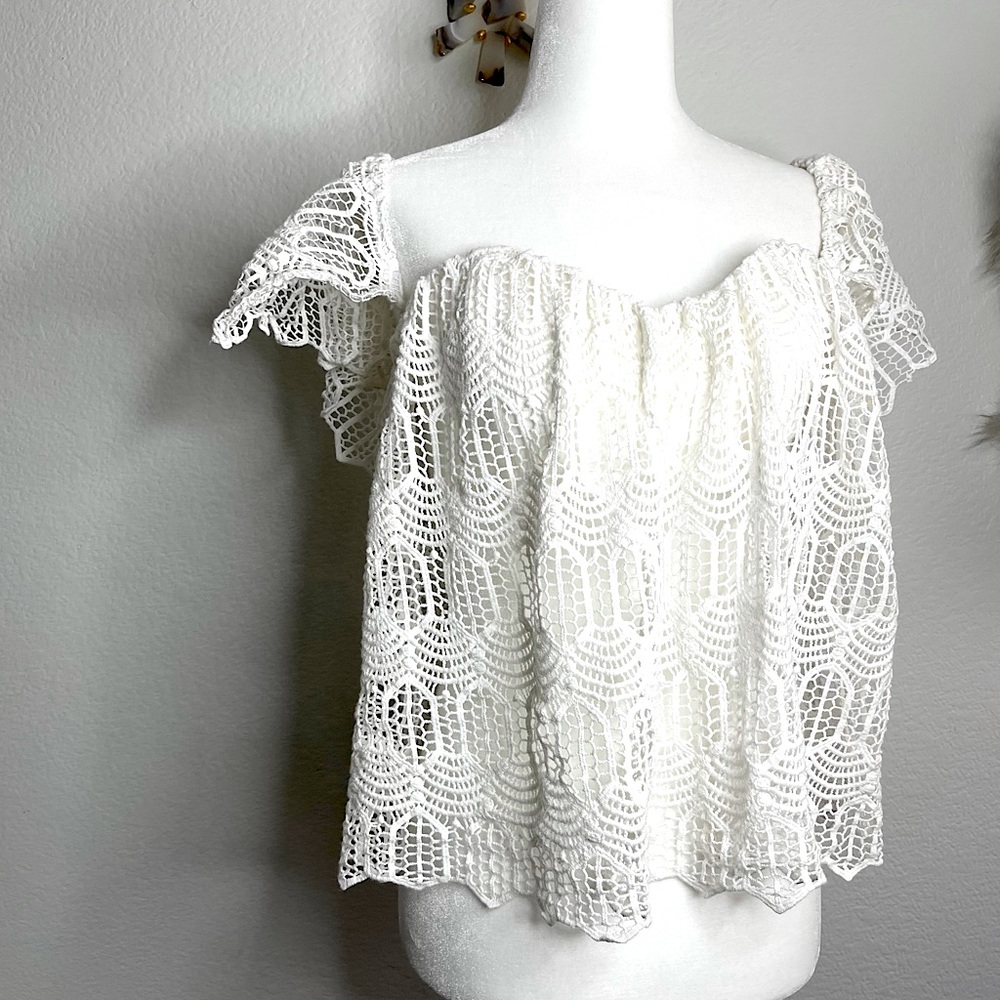 Off the shoulder band lace boho top